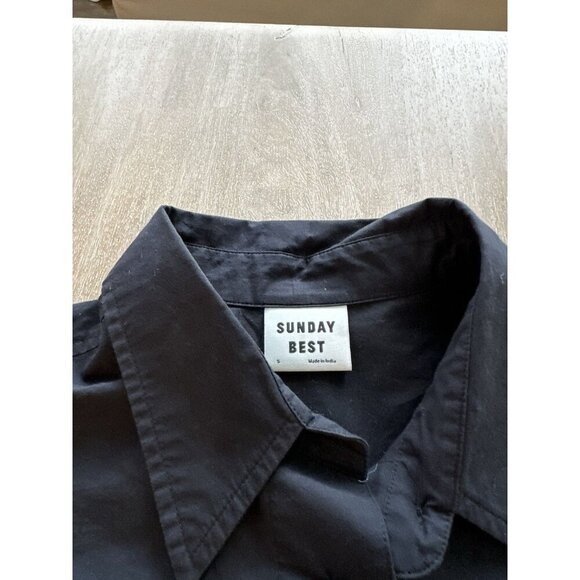 Aritzia Sunday Best Future Shirt Oversized Button Down Black Size Small Cotton - Picture 4 of 7